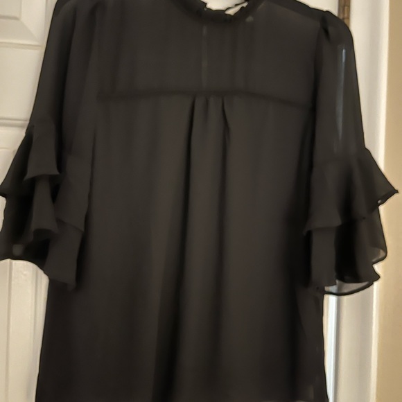 Black mesh blouse with sheer sleeves - Picture 3 of 3